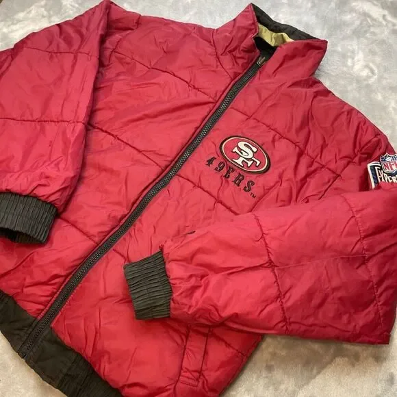 Vintage San Francisco 49ers Reversible Jacket Mens S Big Logo NFL Pro Player 90s - Picture 4 of 16